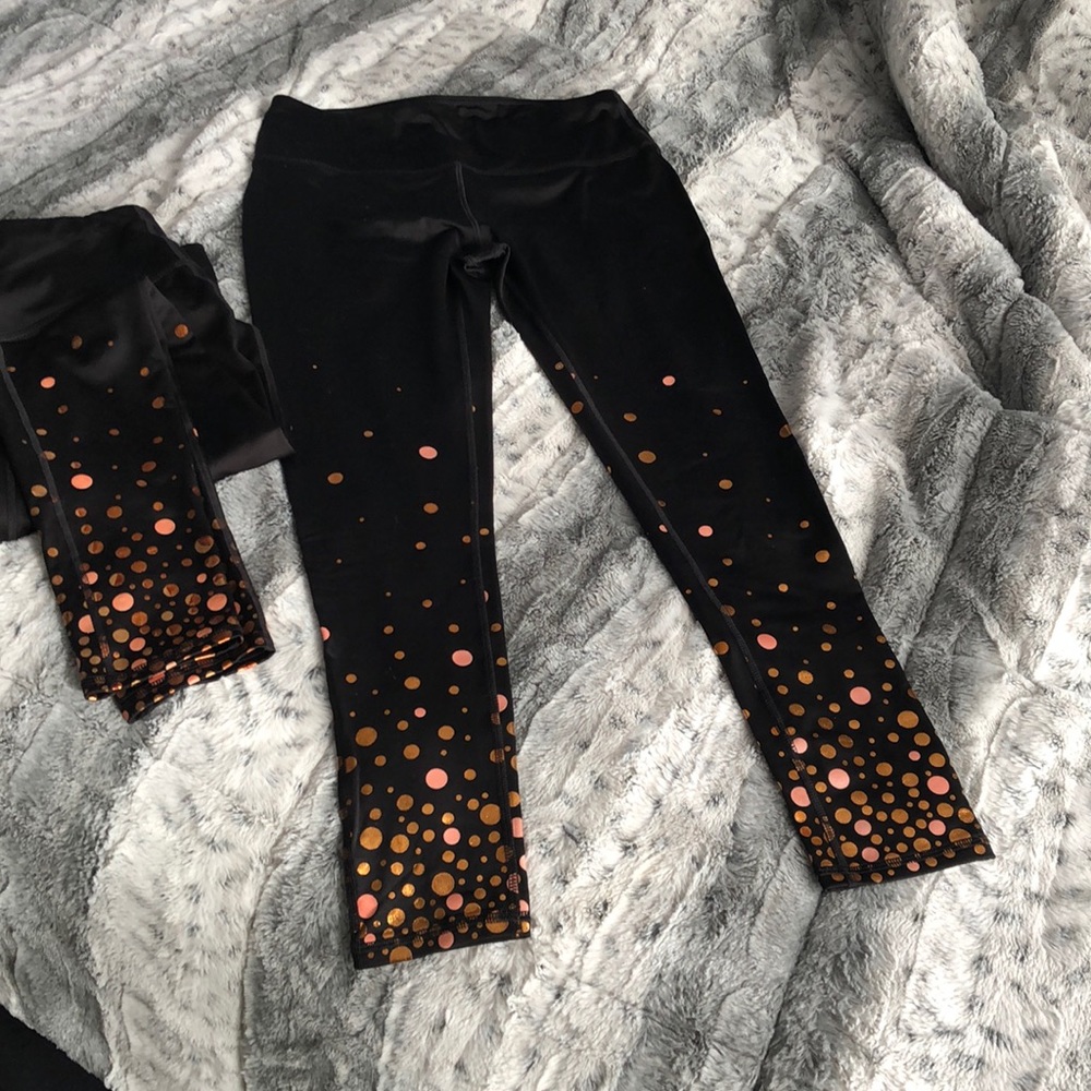 2 pairs of Rose gold and black workout pants
